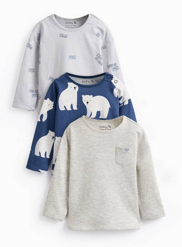 Arctic Polar Bear Long Sleeve Tops 3 Pack 12-18 months
